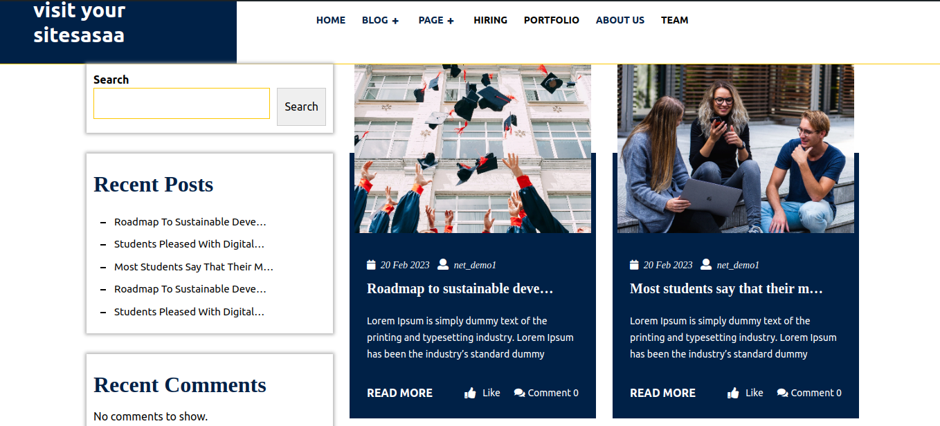 select Page With Right Sidebar template