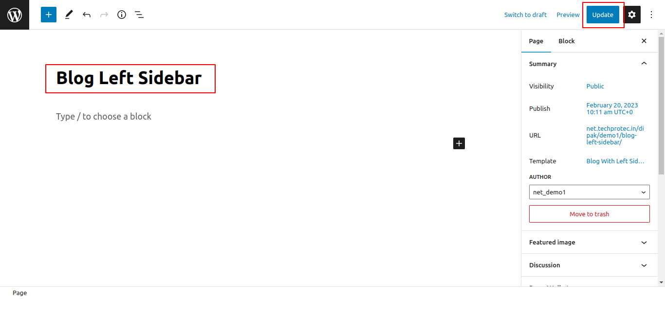 select Page With Right Sidebar template