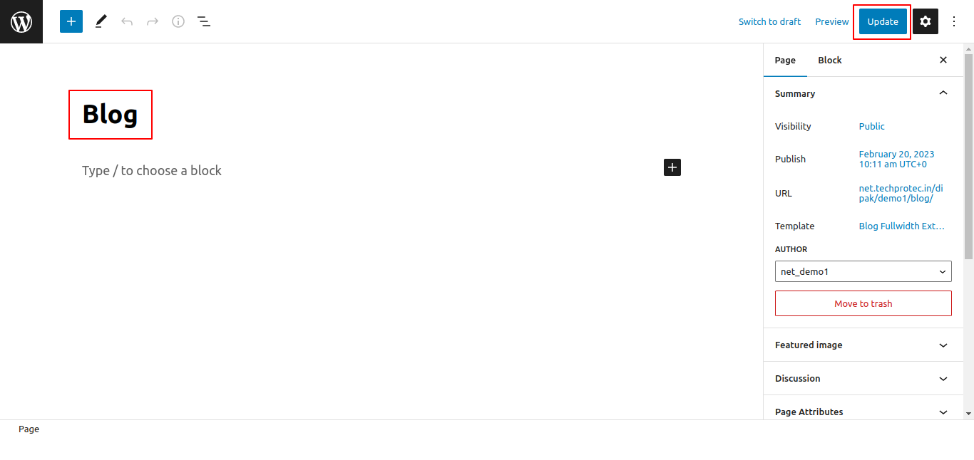 select Page With Right Sidebar template
