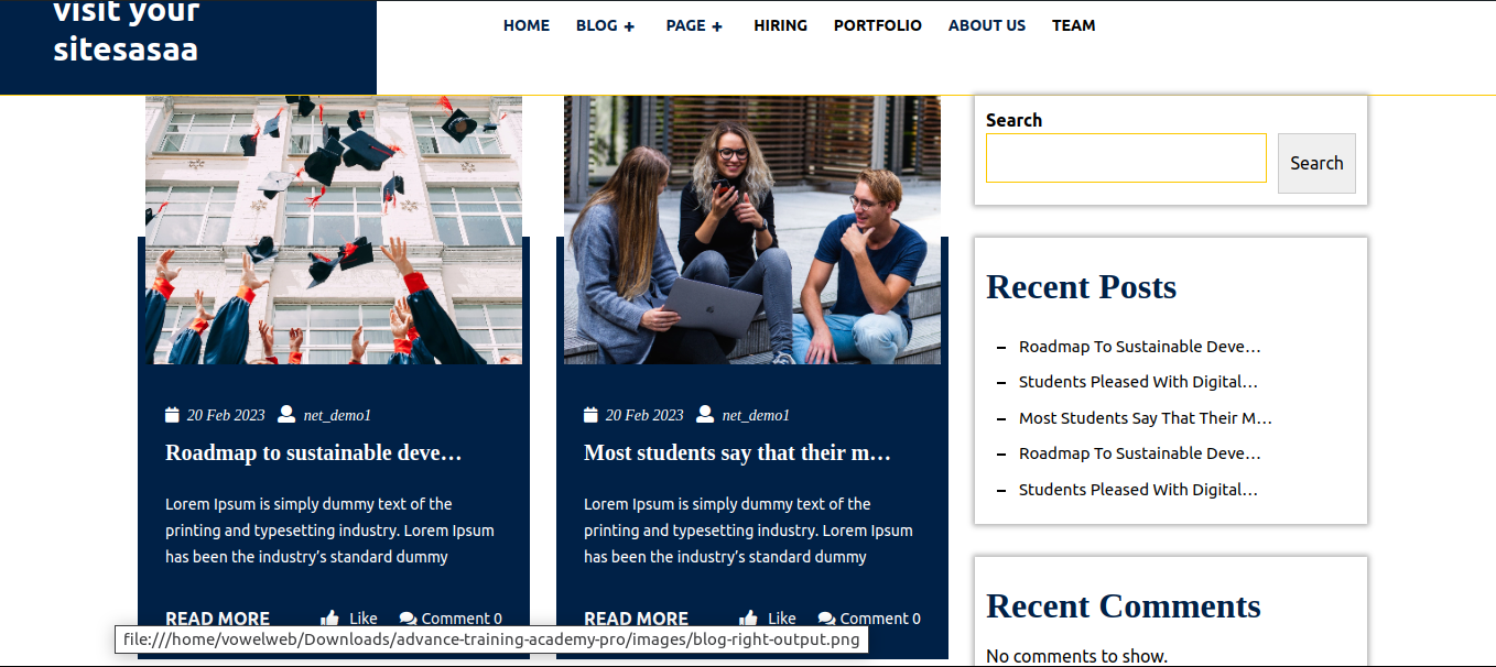 select Page With Right Sidebar template