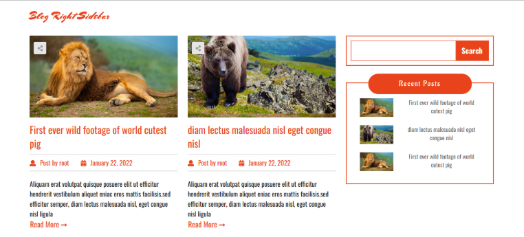 select Blog With Right Sidebar template