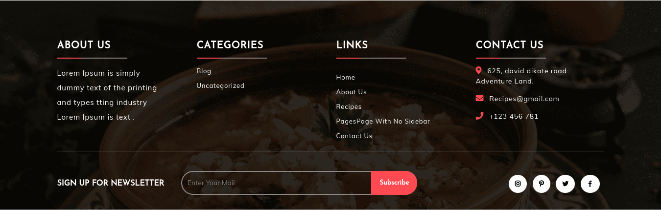 set Footer section