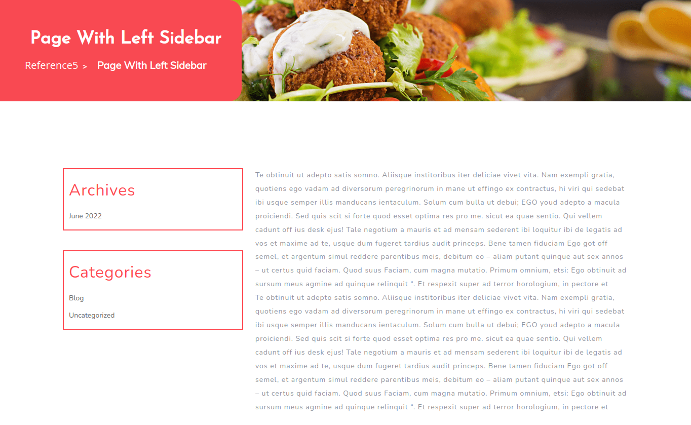 select Page With Left Sidebar template