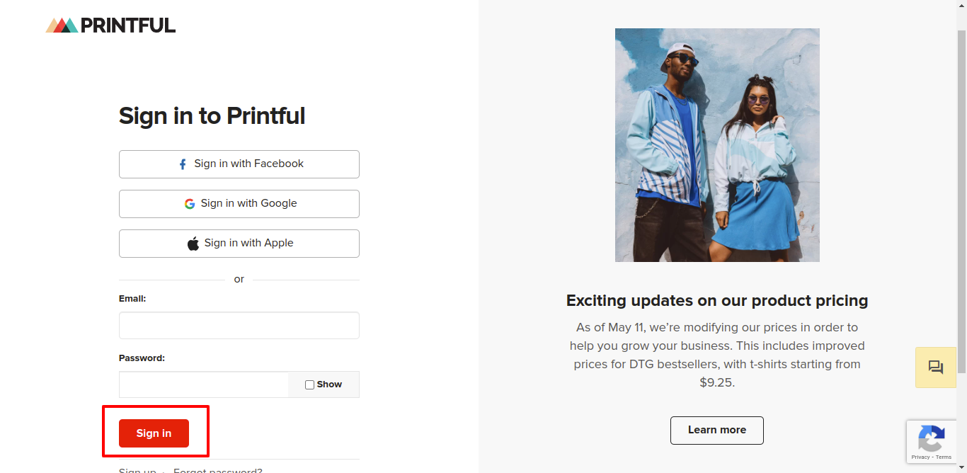 sign-in-Printful