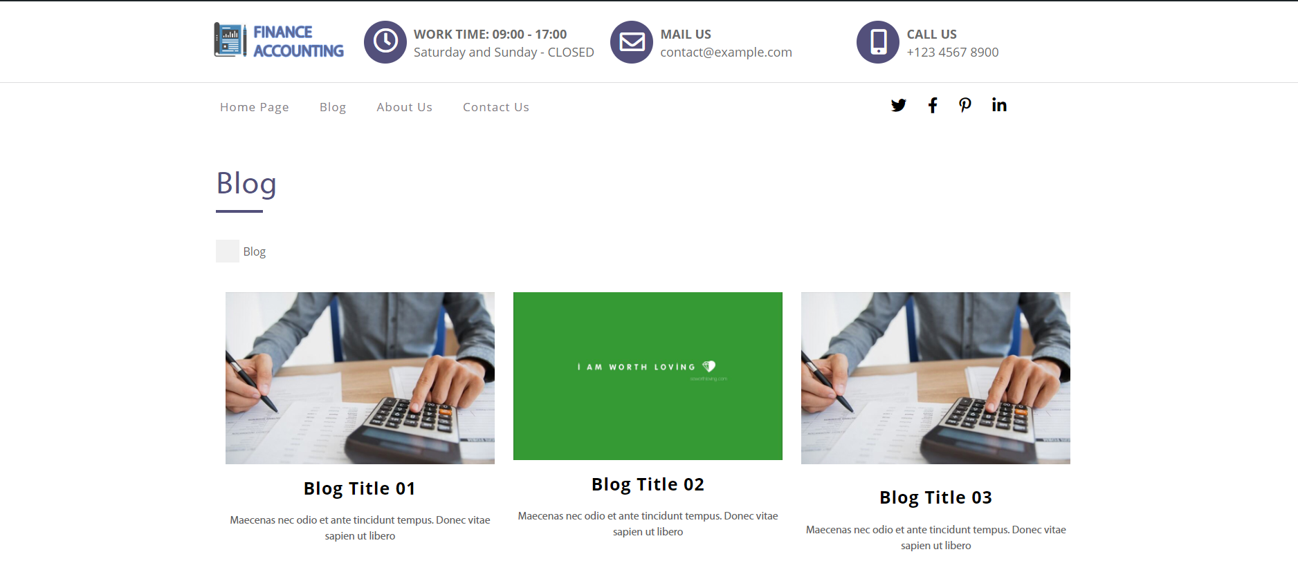 select Blog Full Width template