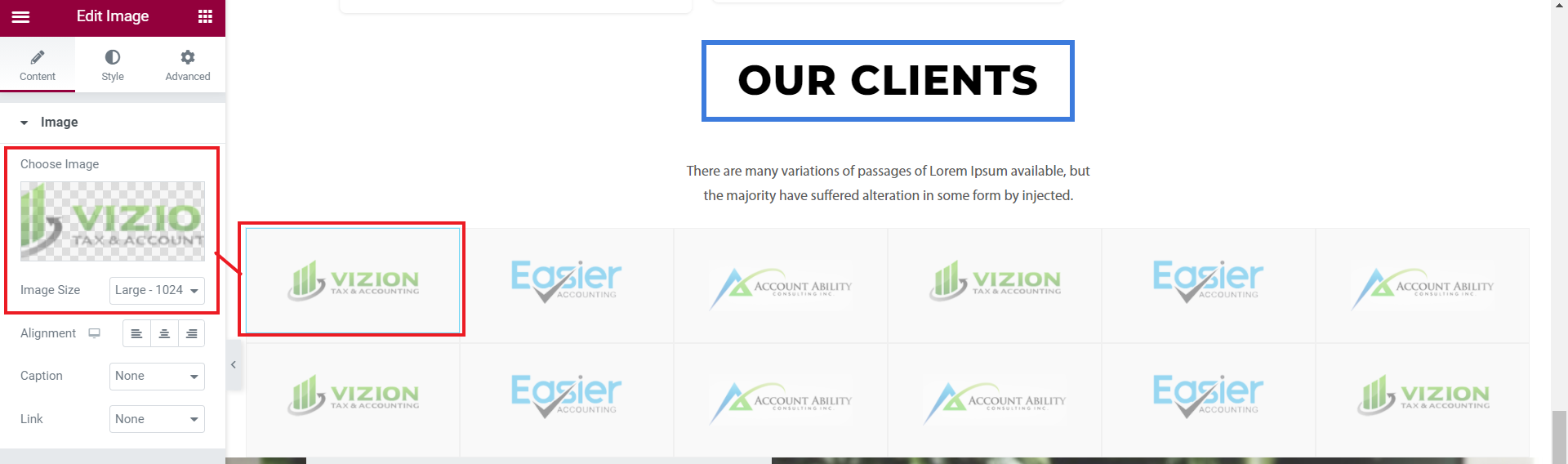 set Our Clients Section