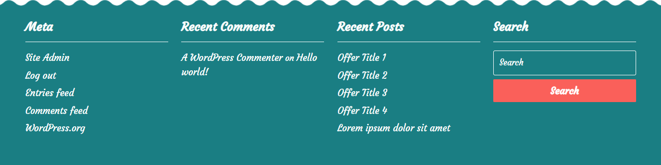 set Footer section