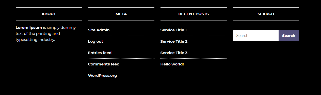 set Footer section