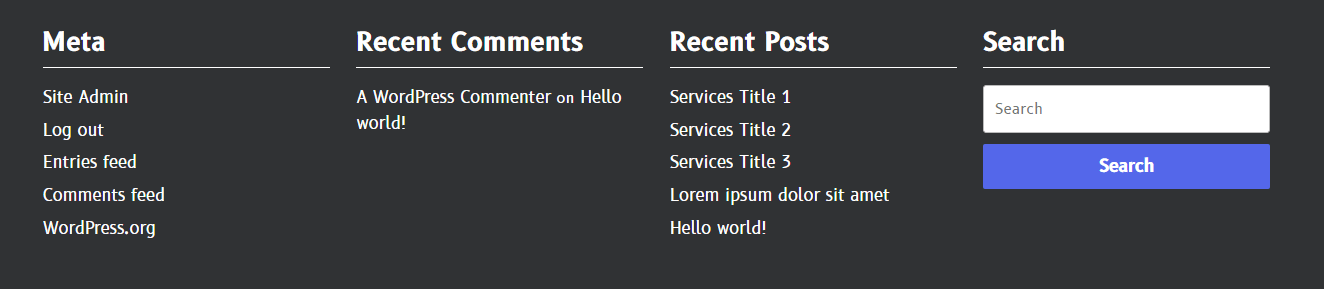 set Footer section