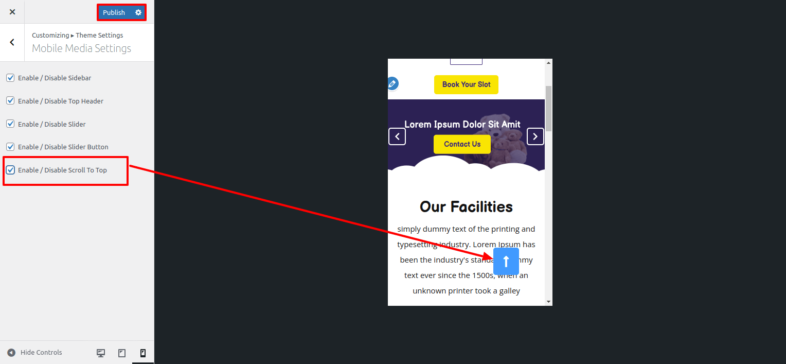 mobile scroll button