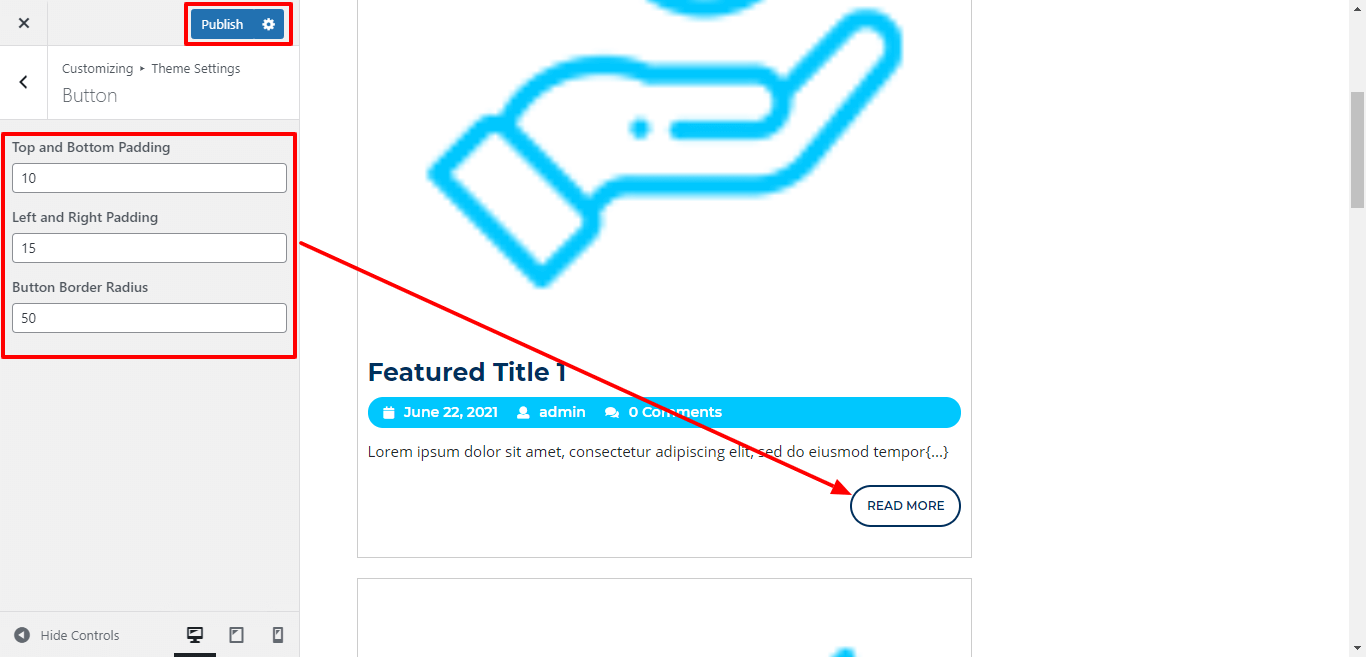 Post Button Radius