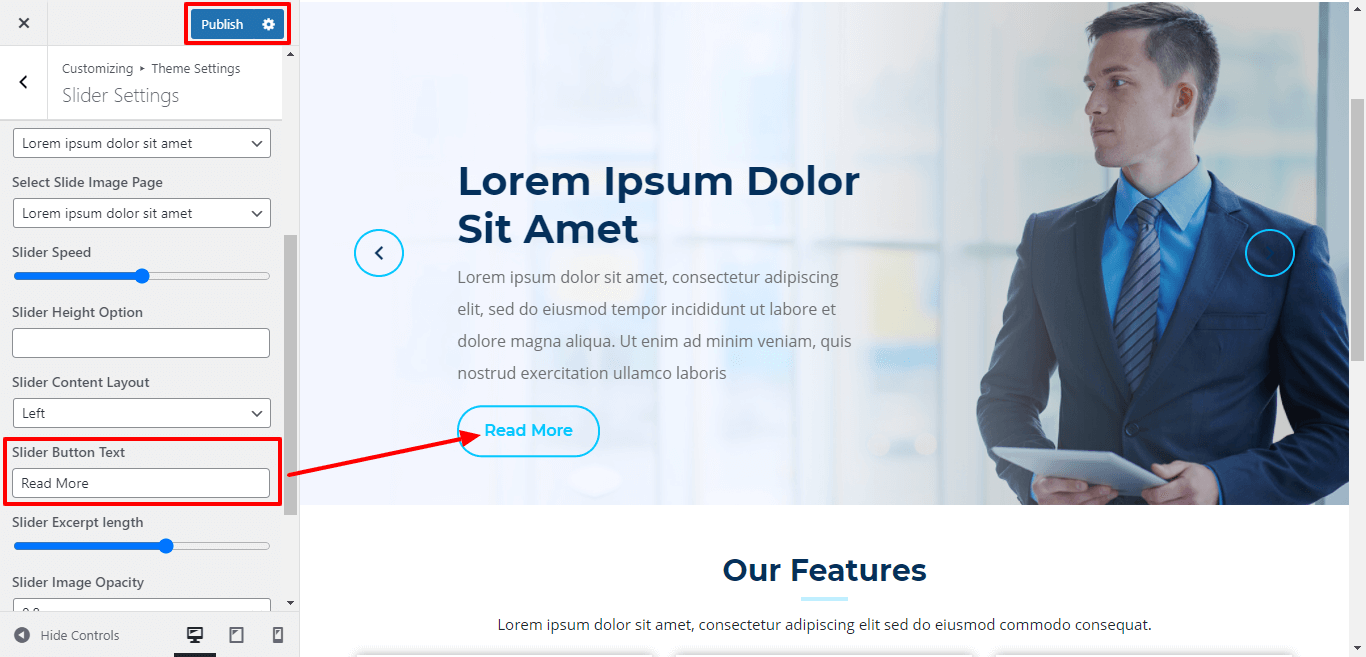 Slider Button Text