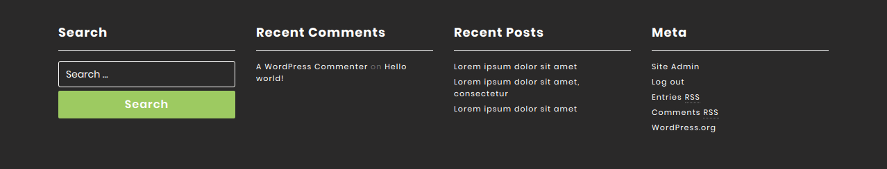 set Footer section