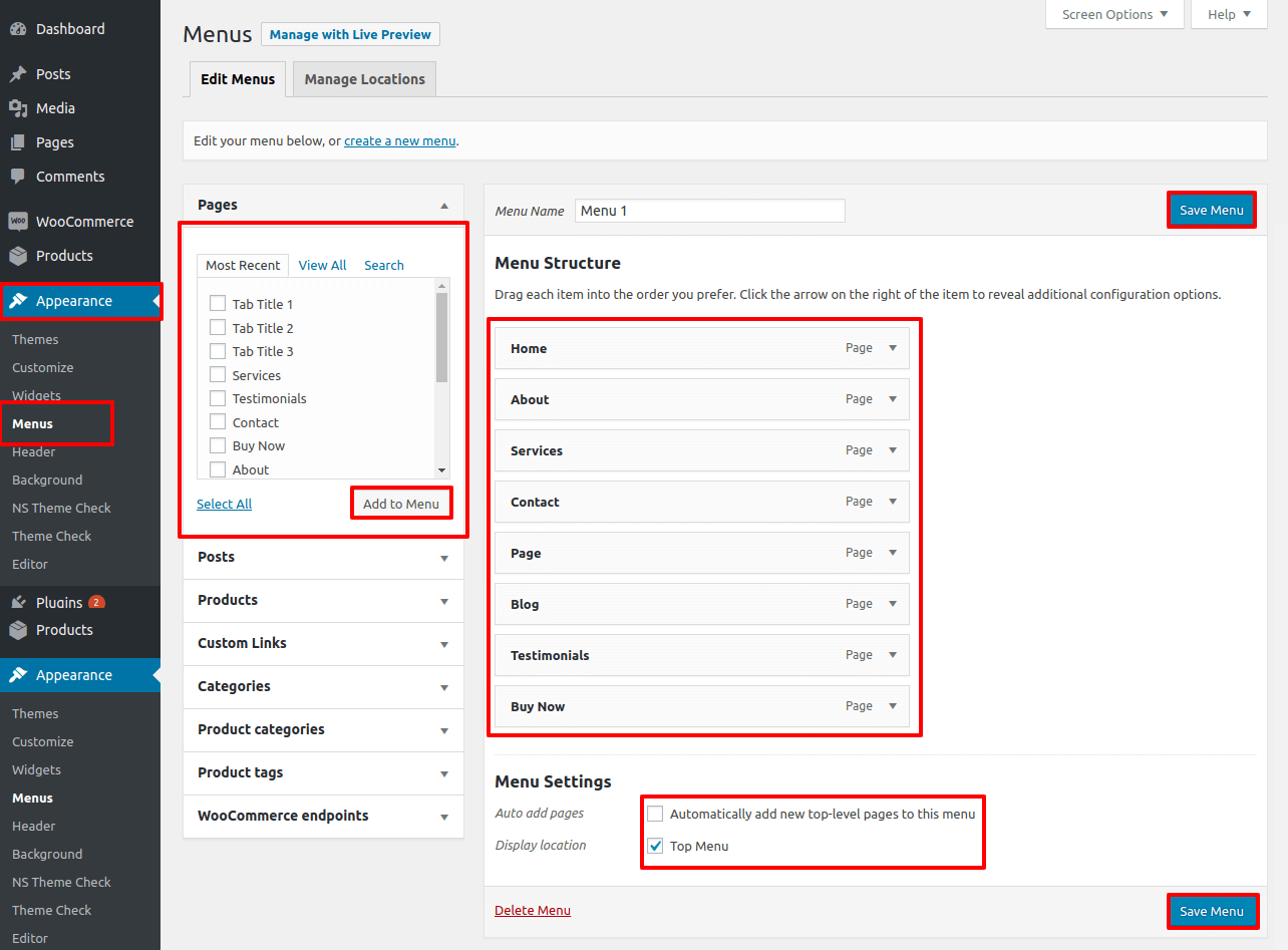 select Page With Right Sidebar template