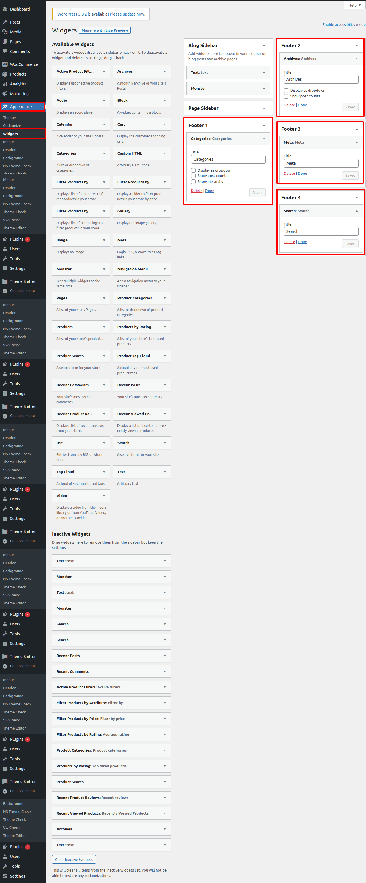 set Footer section