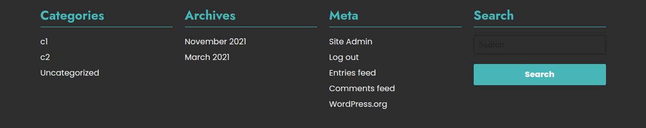 set Footer section