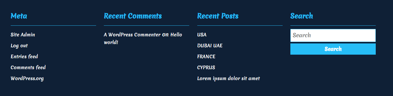 set Footer section