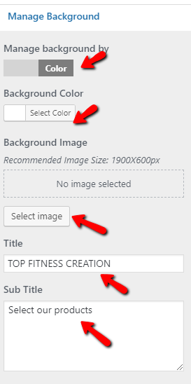 set Top Fitness Creation section