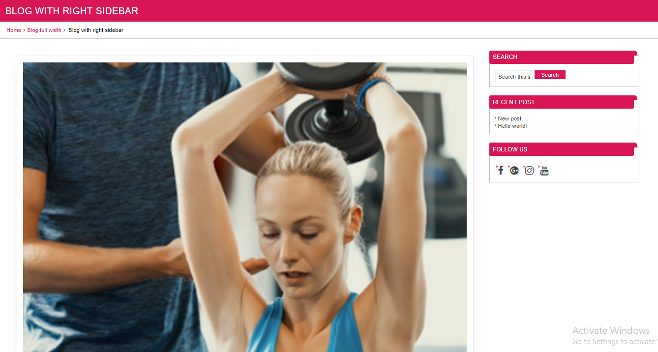 select Blog With Right Sidebar template