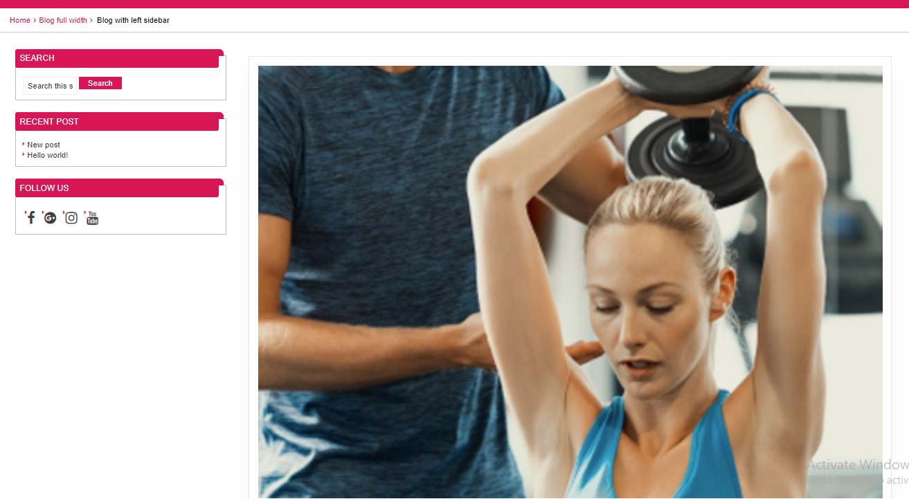 select Blog With Left Sidebar template