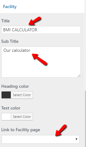 set BMI Calculator section