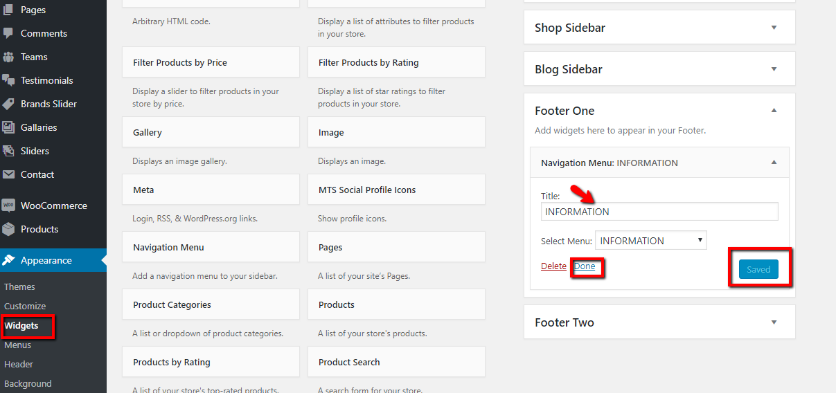 set Footer section