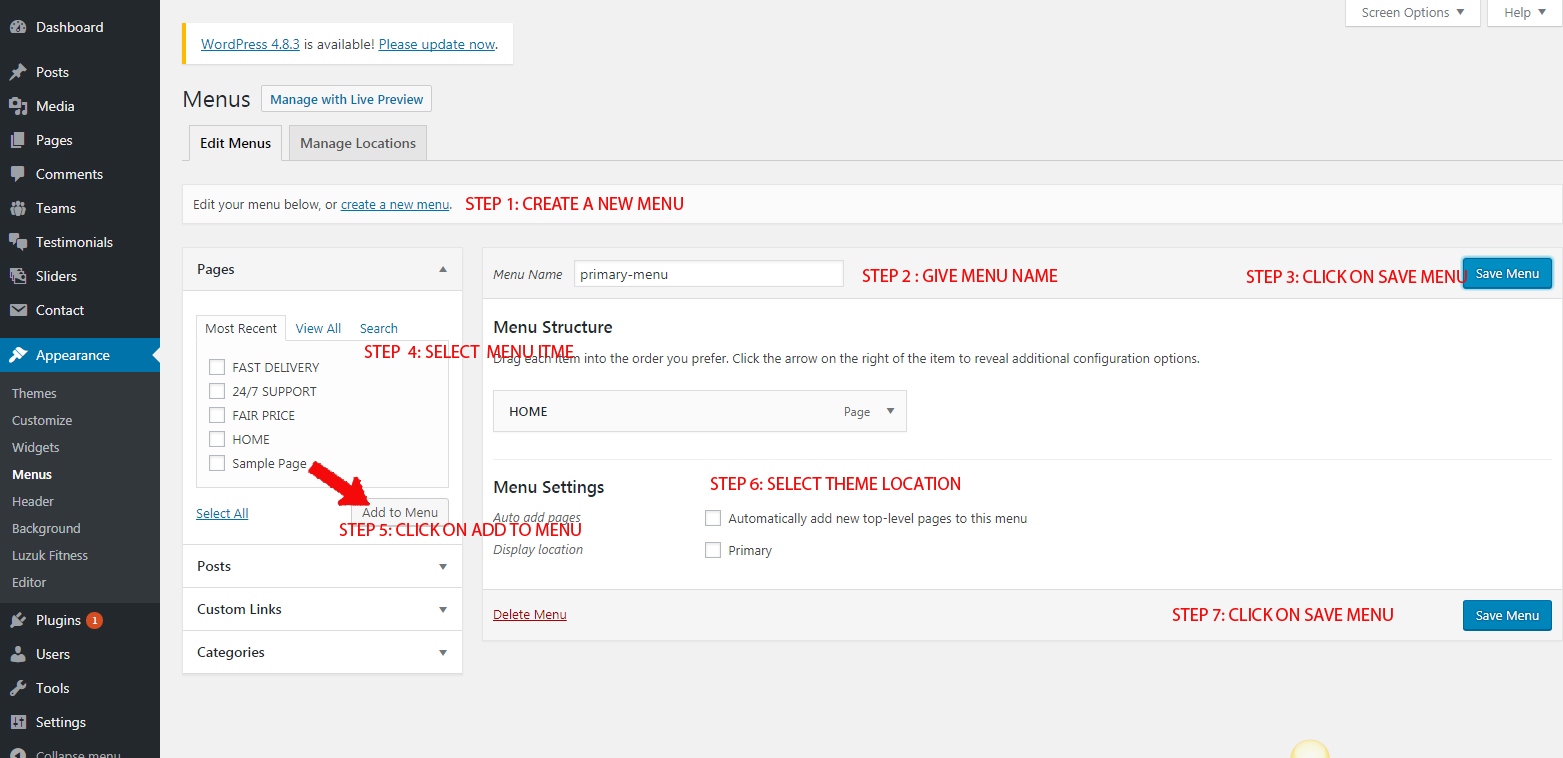 Create a Menu