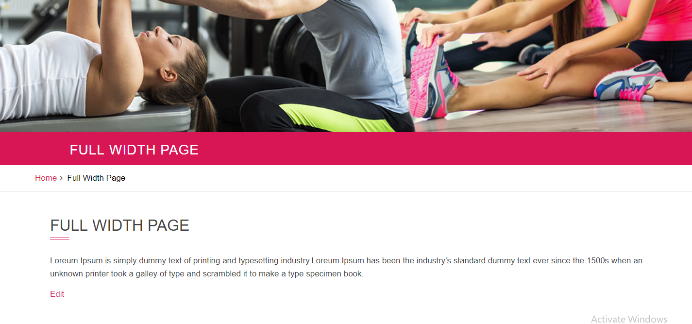 select Full Width Page template