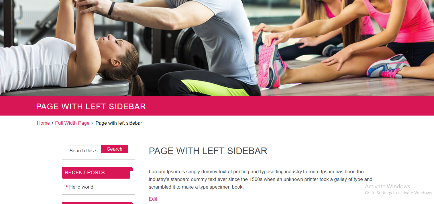 select Page With Left Sidebar template