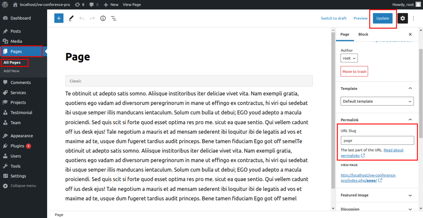 select Page With No Sidebar template