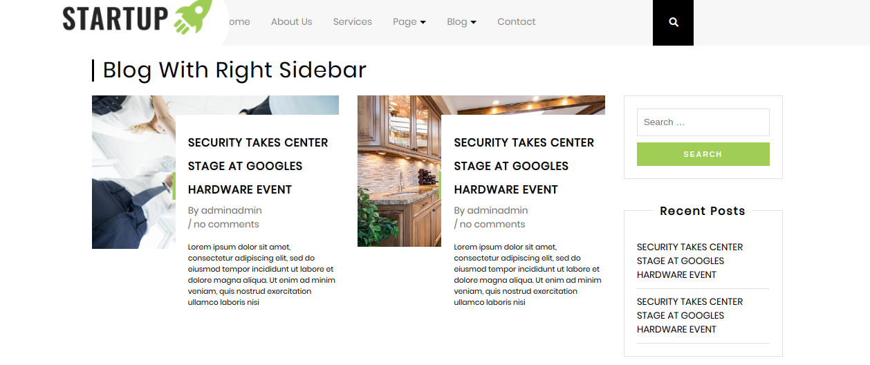 select Blog With Right Sidebar template