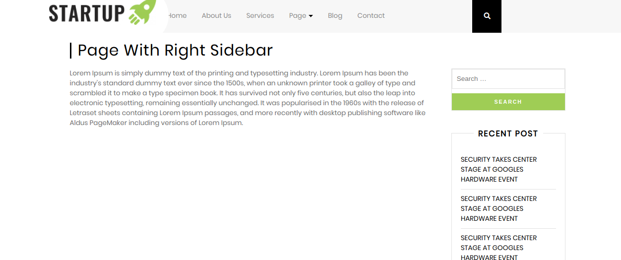 select Page With Right Sidebar template