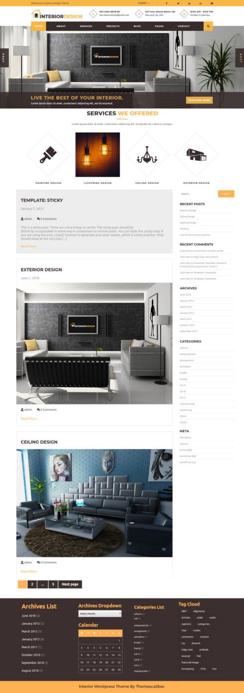 Free Interior Design WordPress Theme