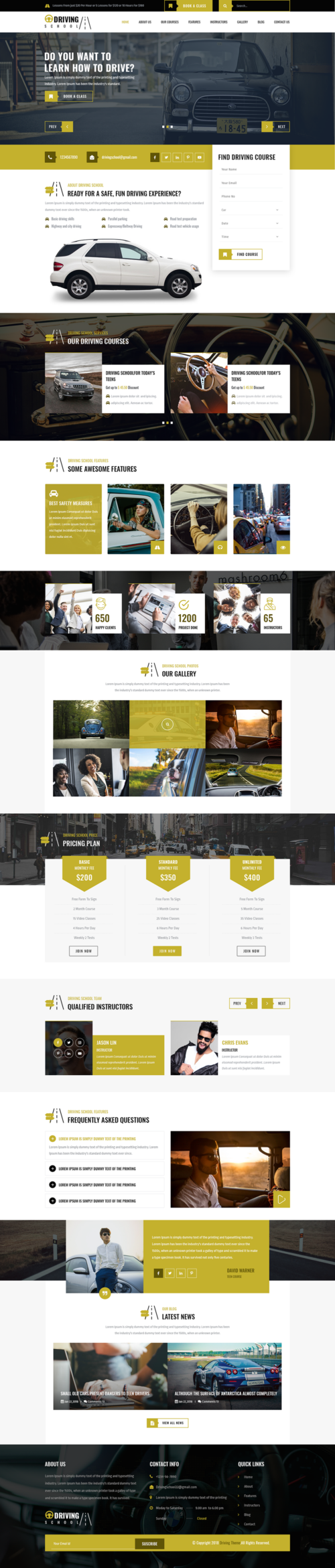 Driving School WordPress Theme