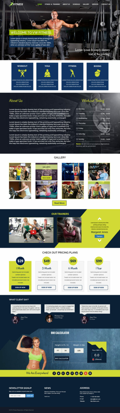 Fitness Gym WordPress Theme