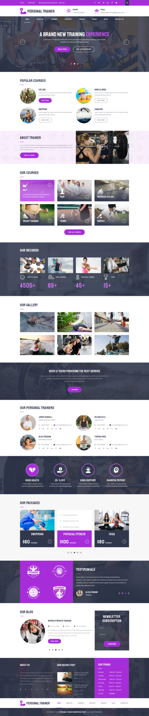 Personal Trainer WordPress Theme