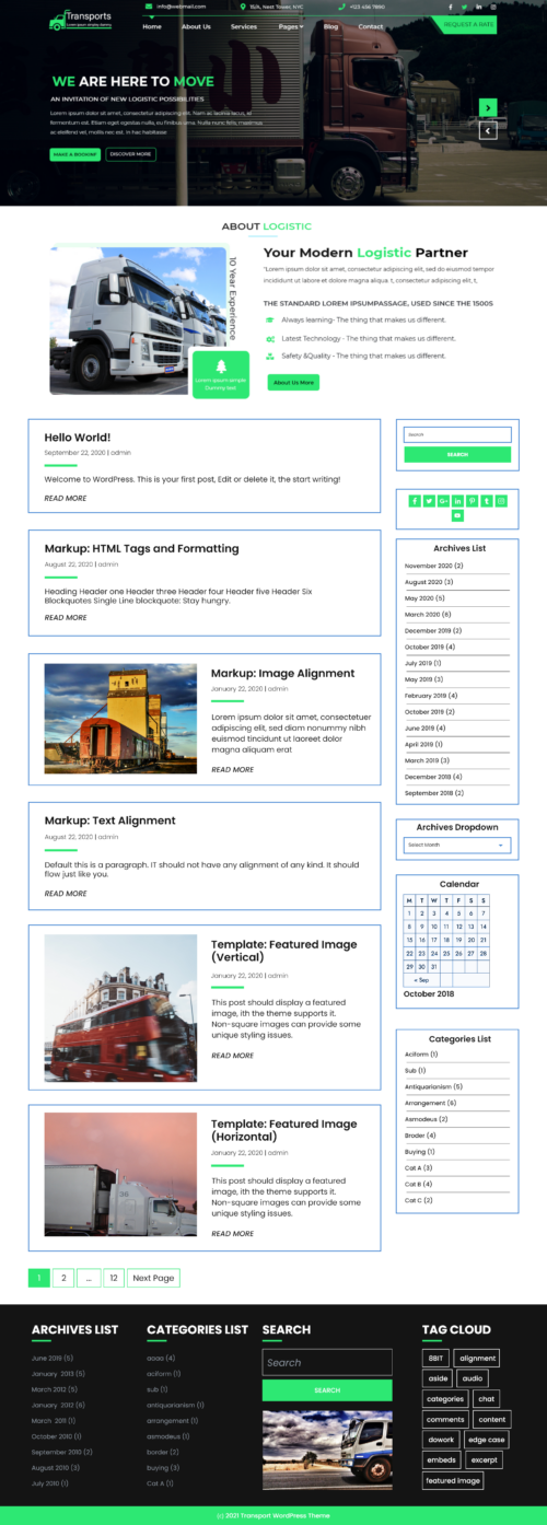 Free Transportation WordPress Theme